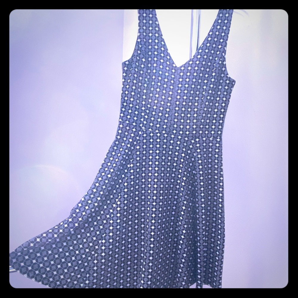 A line black and white geometric dress